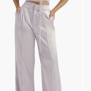 NWT HOUSE OF CB 'Alivia' Grey Satin Trousers